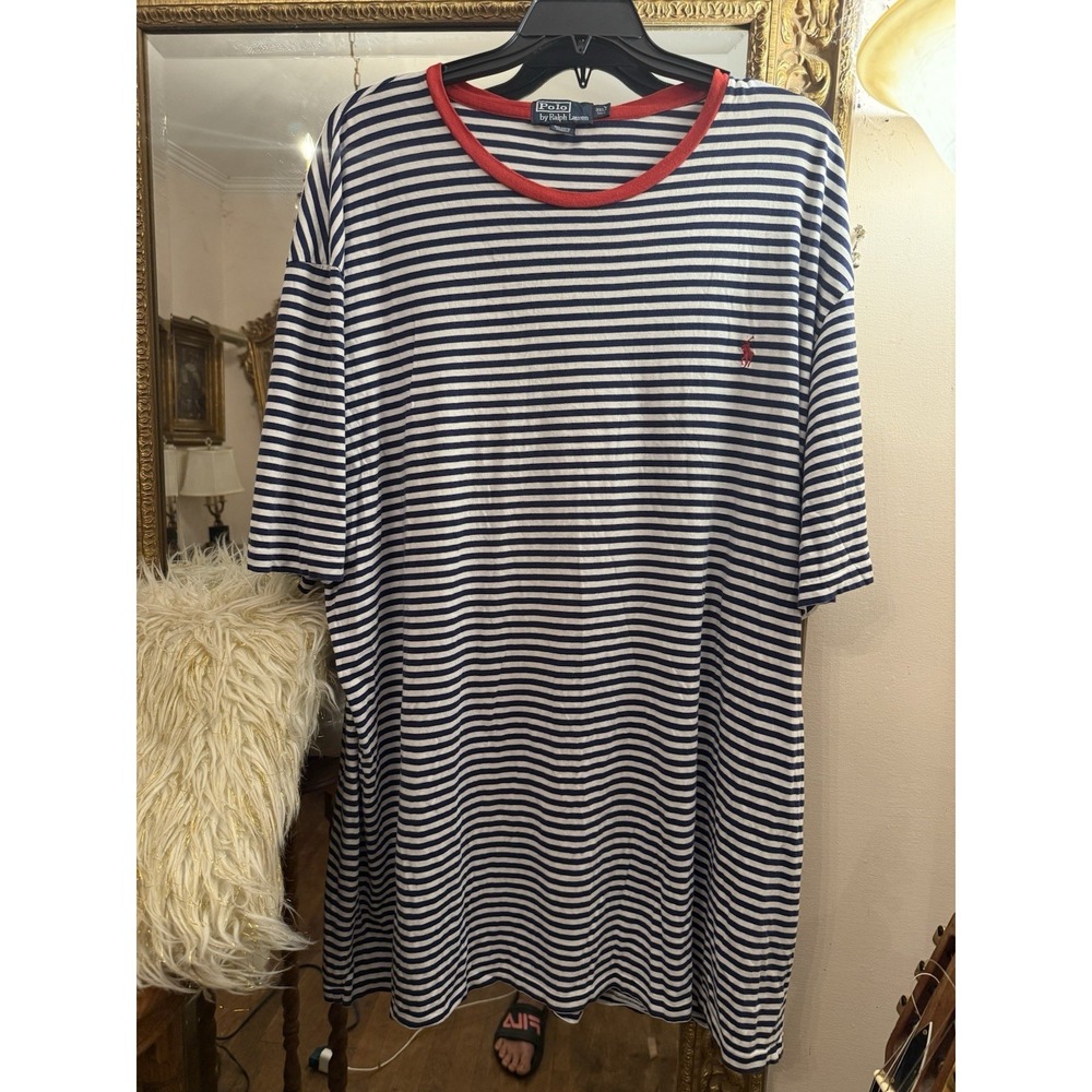 Polo Ralph Lauren 3XB Blue White & Red 3XLT Striped Short Sleeve Crewneck Tee - Picture 13 of 16